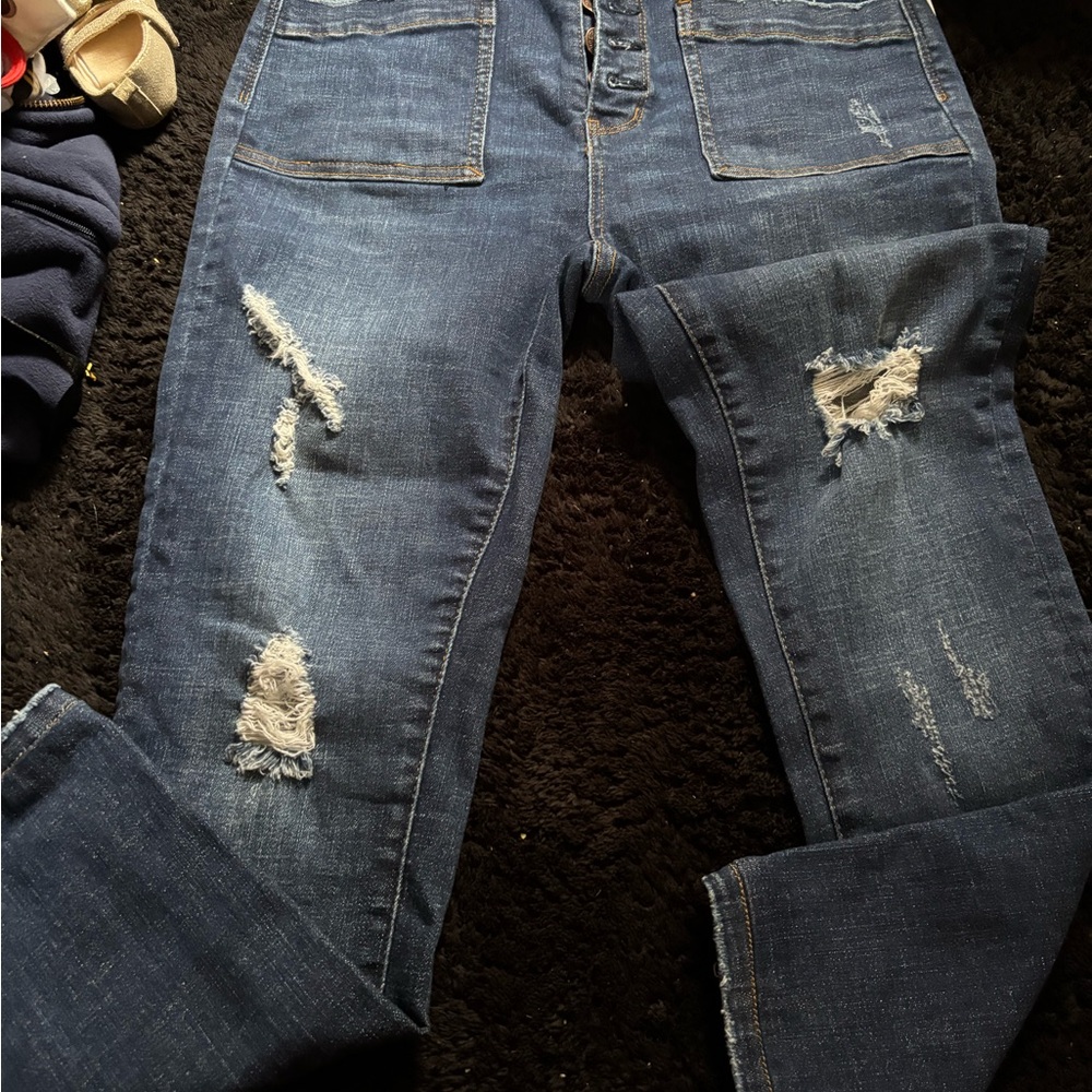 Judy Blue Ripped Skinny fit  Jeans - Medium Blue Size 5